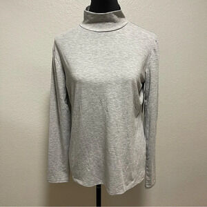 Nine West Long Sleeve Mock Turtle Light Grey Top LARGE